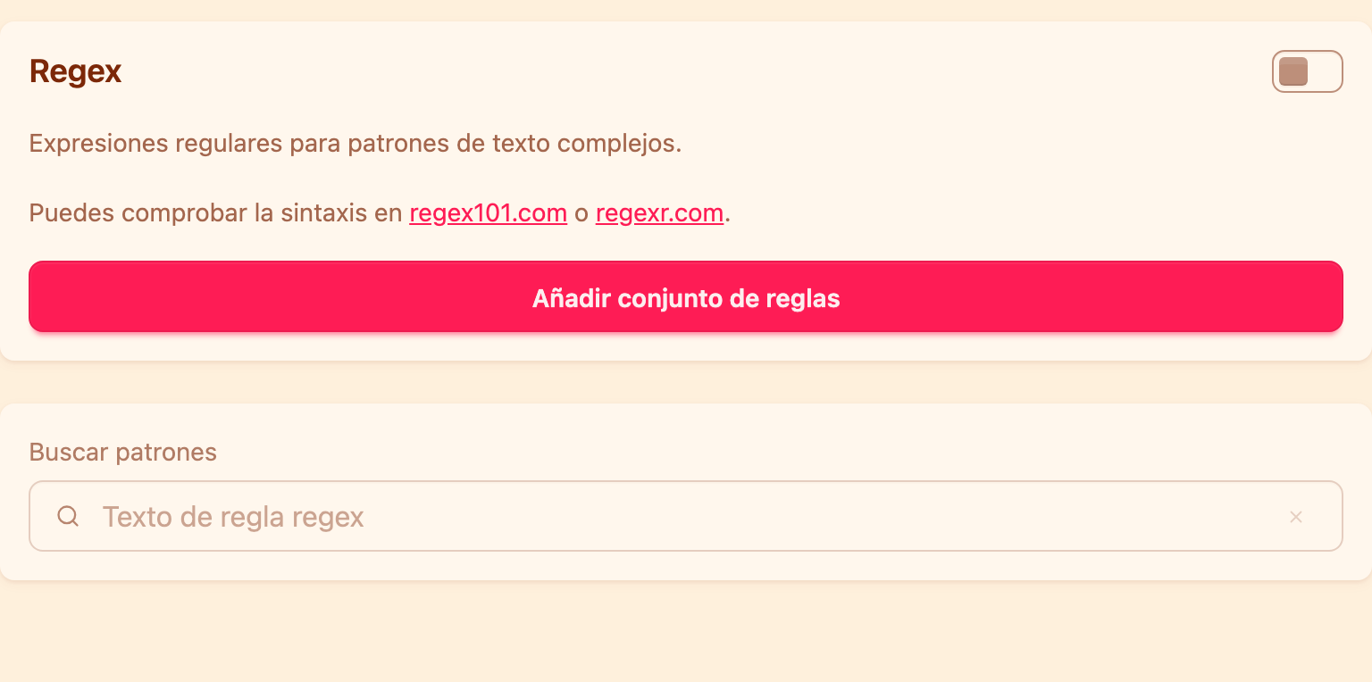 El bloque Regex en los ajustes de moderación