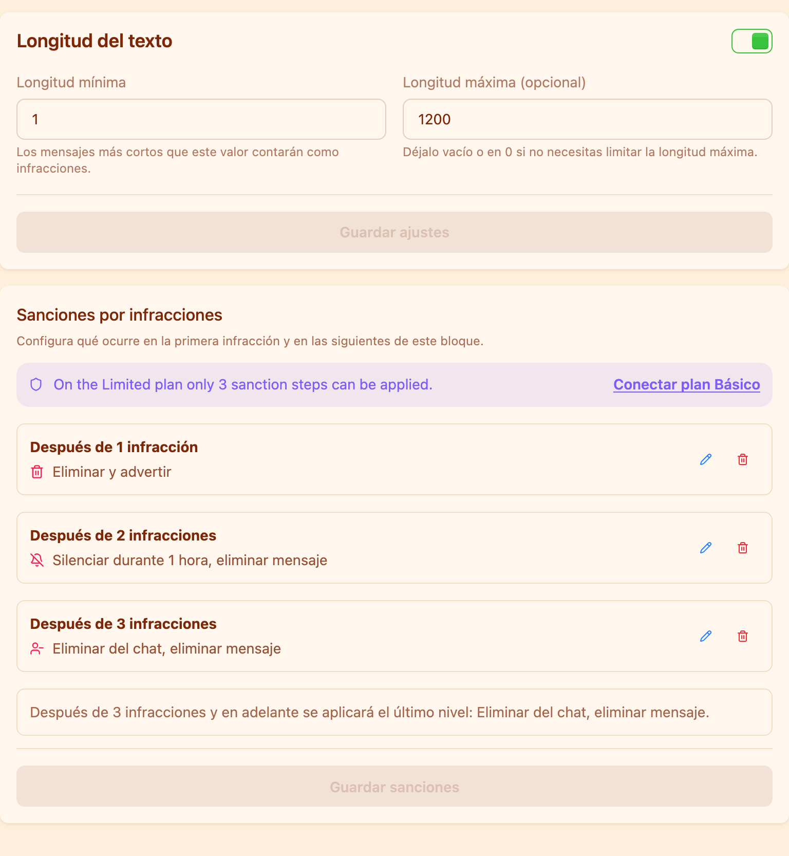 El editor de la cadena de sanciones